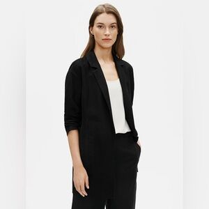 $298 EILEEN FISHER Long Relaxed Blazer Jacket Coat Tencel Women’s Black